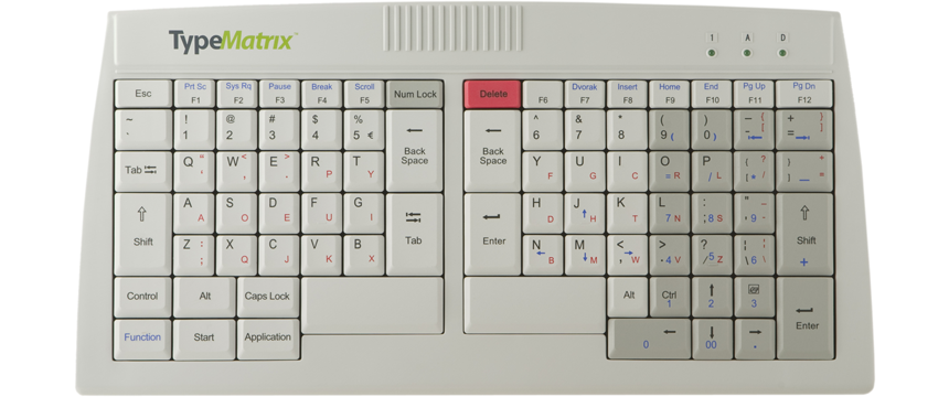 TypeMatrix 2030 DQ - DVORAK / QWERTY Dual Labeled