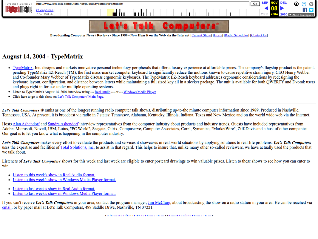 Archived snapshot of Let’s Talk Computers — TypeMatrix Interview